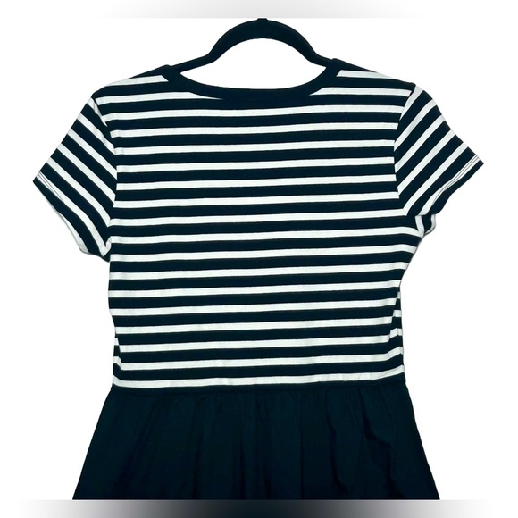 NWT J. Crew Factory Striped Short-Sleeve Knit Mixi Dress, Black & White, Size XS - Picture 7 of 15